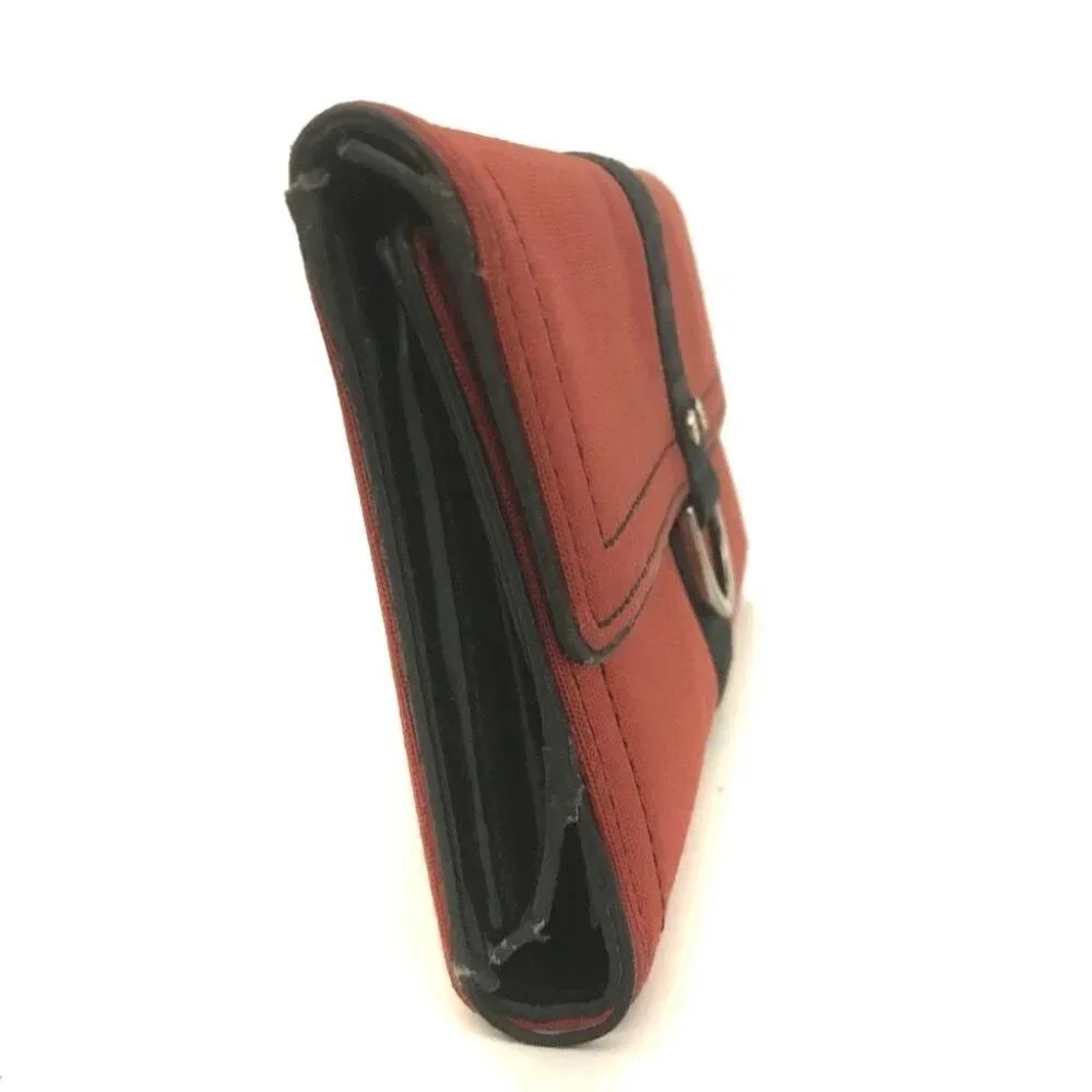 EGA Christian Dior Logo Canvas Long Trifold Wallet Red/9BL1617